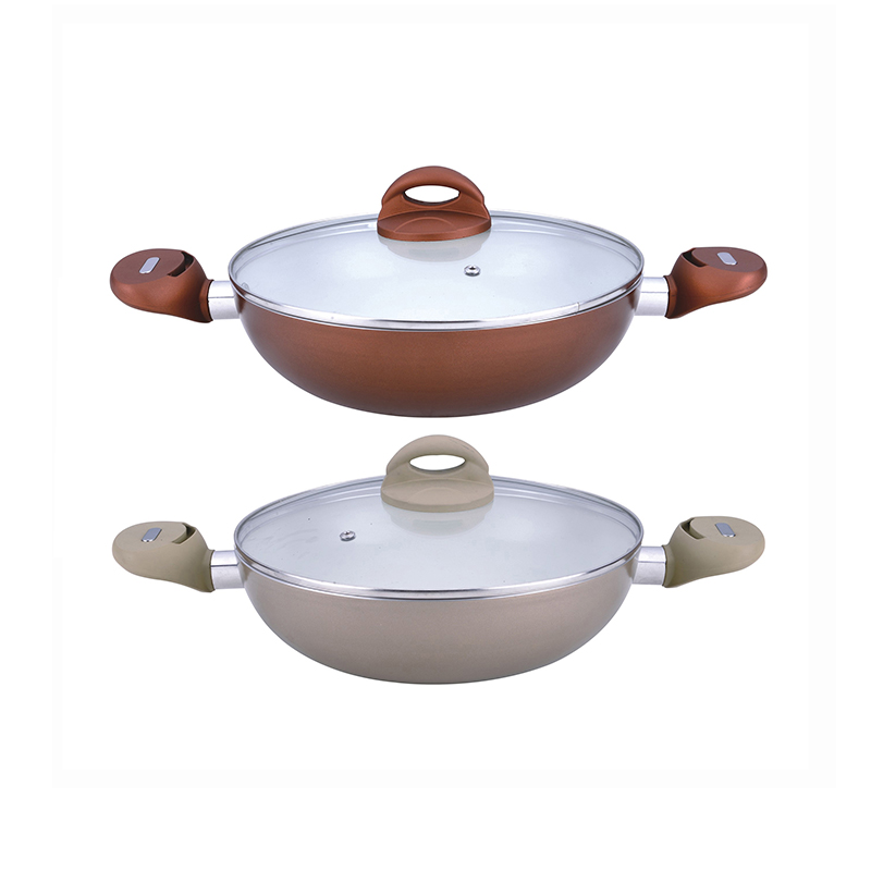 Aluminum Double Ears Nonstick Kadai Wok