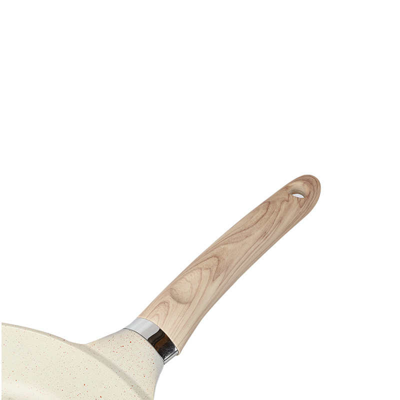 Round Nonstick Die-cast Frying Pan Without Lid with Wooden Handle