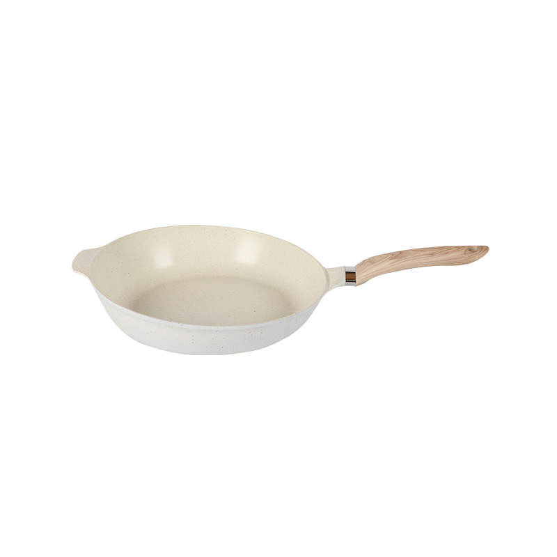 Round Nonstick Die-cast Frying Pan Without Lid with Wooden Handle