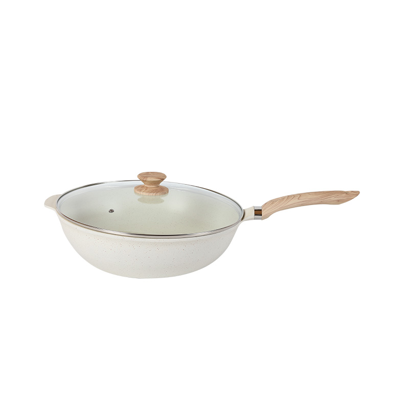 Nonstick Smokeless Die-cast Wok Pan with Glass Lid