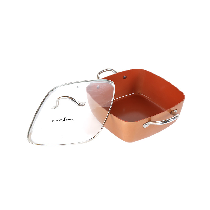 Double Handle Square Nonstick Stock Pot Set with Lid