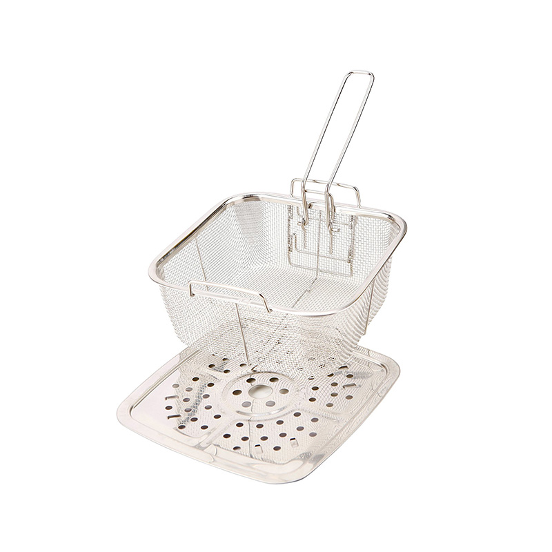 Square Nonstick Deep Frying Stock Pot Set with Lid And Strainer