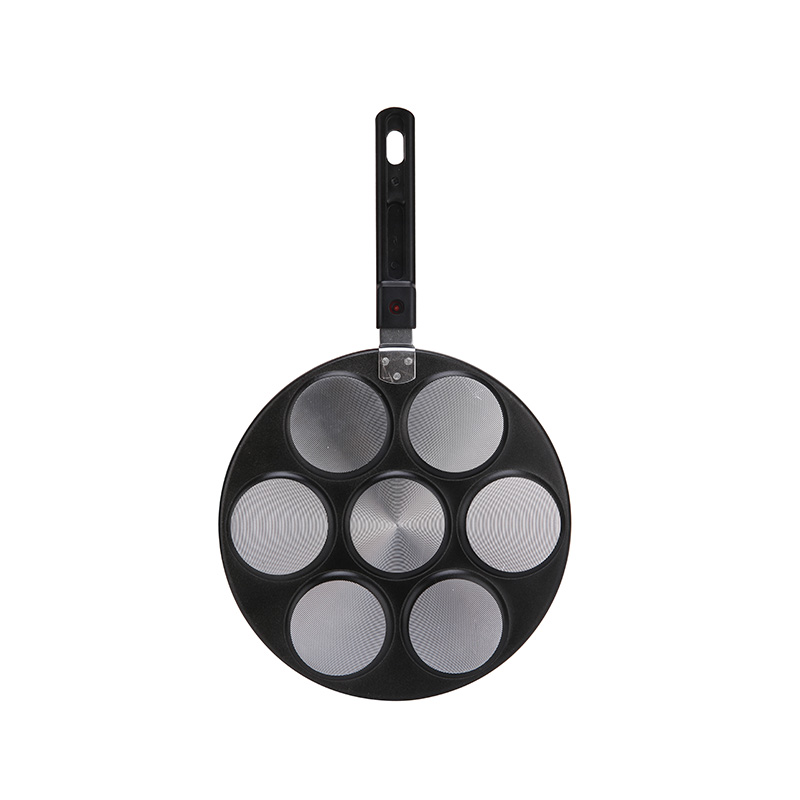 Nonstick 7 Hole Platter Blinis Shallow Pan with Removable Single Handle