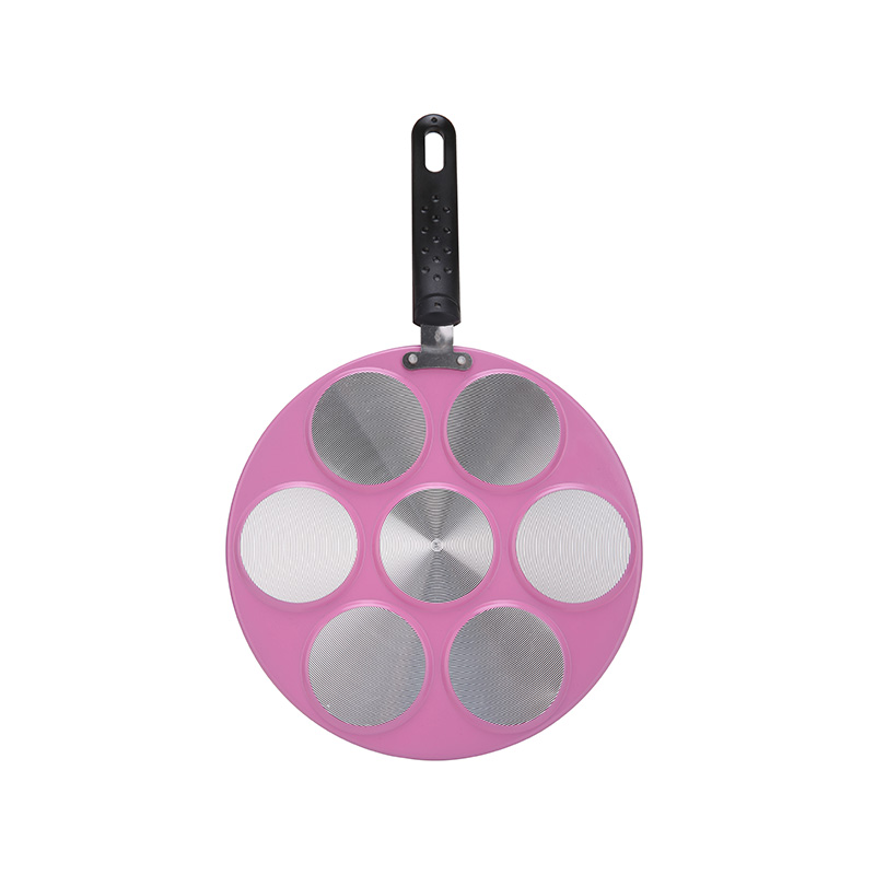 Nonstick 7 Hole Platter Blinis Shallow Pan with Removable Single Handle